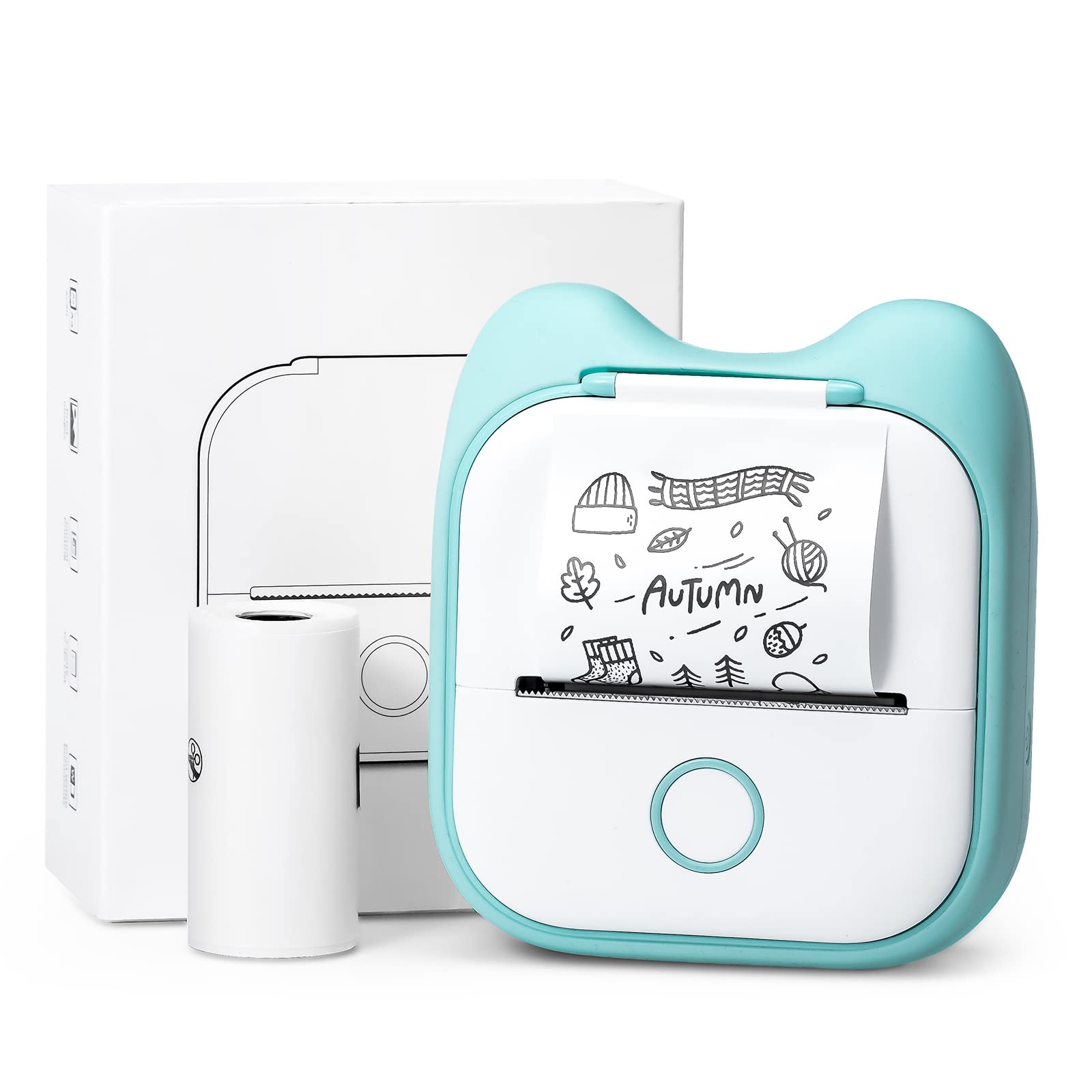 Memoqueen T02 Wireless Pocket Thermal Photo Printer - Portable Sticker Maker for Photos, Diaries, Notes | iOS & Android Compatible | Green | Perfect for Study, Work Planning & Receipt Printing