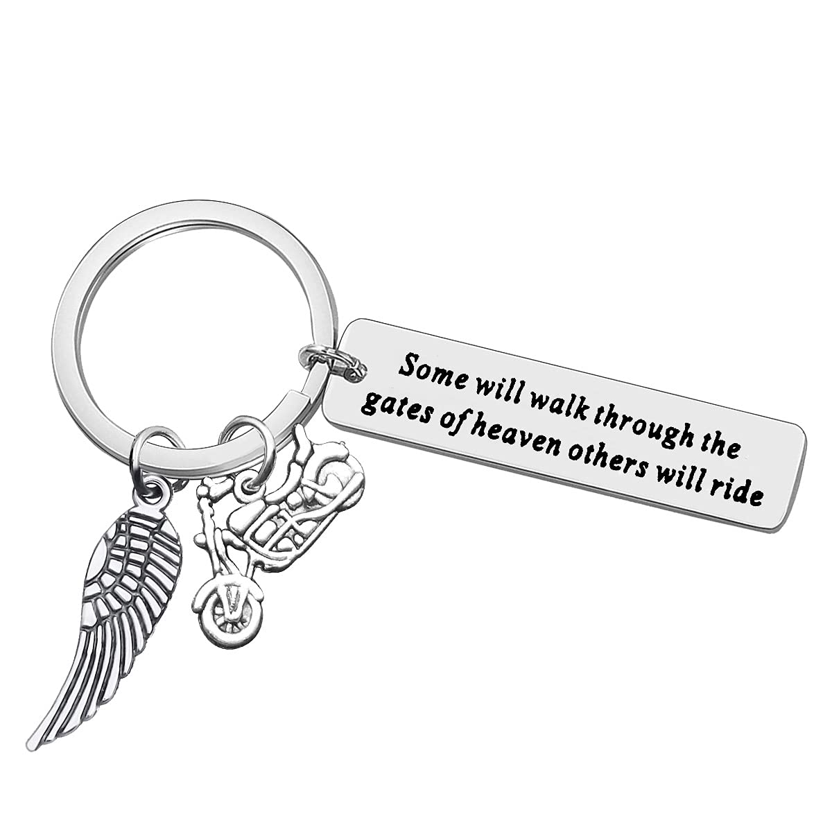Motorcycle Memorial Keychain Gift for Dad, Brother, Husband - Sympathy Jewelry for Riders