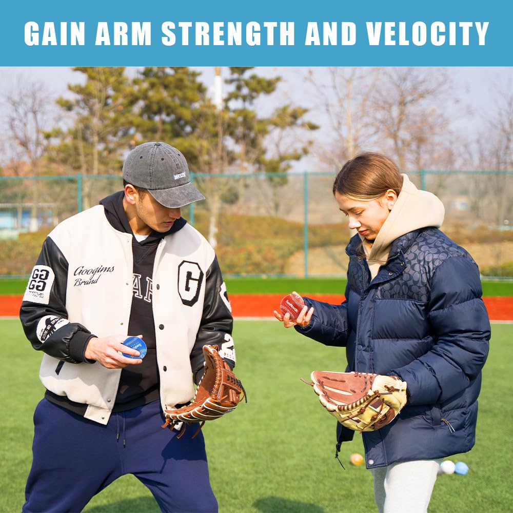 Premium Weighted Baseballs Set of 9 - Variable Weight Leather Baseballs for Pitching Training & Power Improvement | Baseball Bands Included | Suitable for All Skill Levels | Perfect for Baseball Practice, Pitching Drills & Strength Training