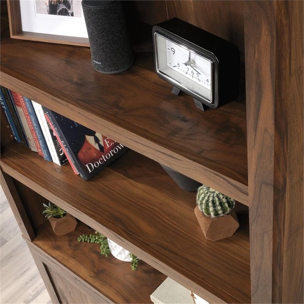 Pemberly Row 3-Shelf Tall Modern Engineered Wood Storage Bookcase in Walnut - Stylish Bookshelf for Living Room, Office & Bedroom Organization
