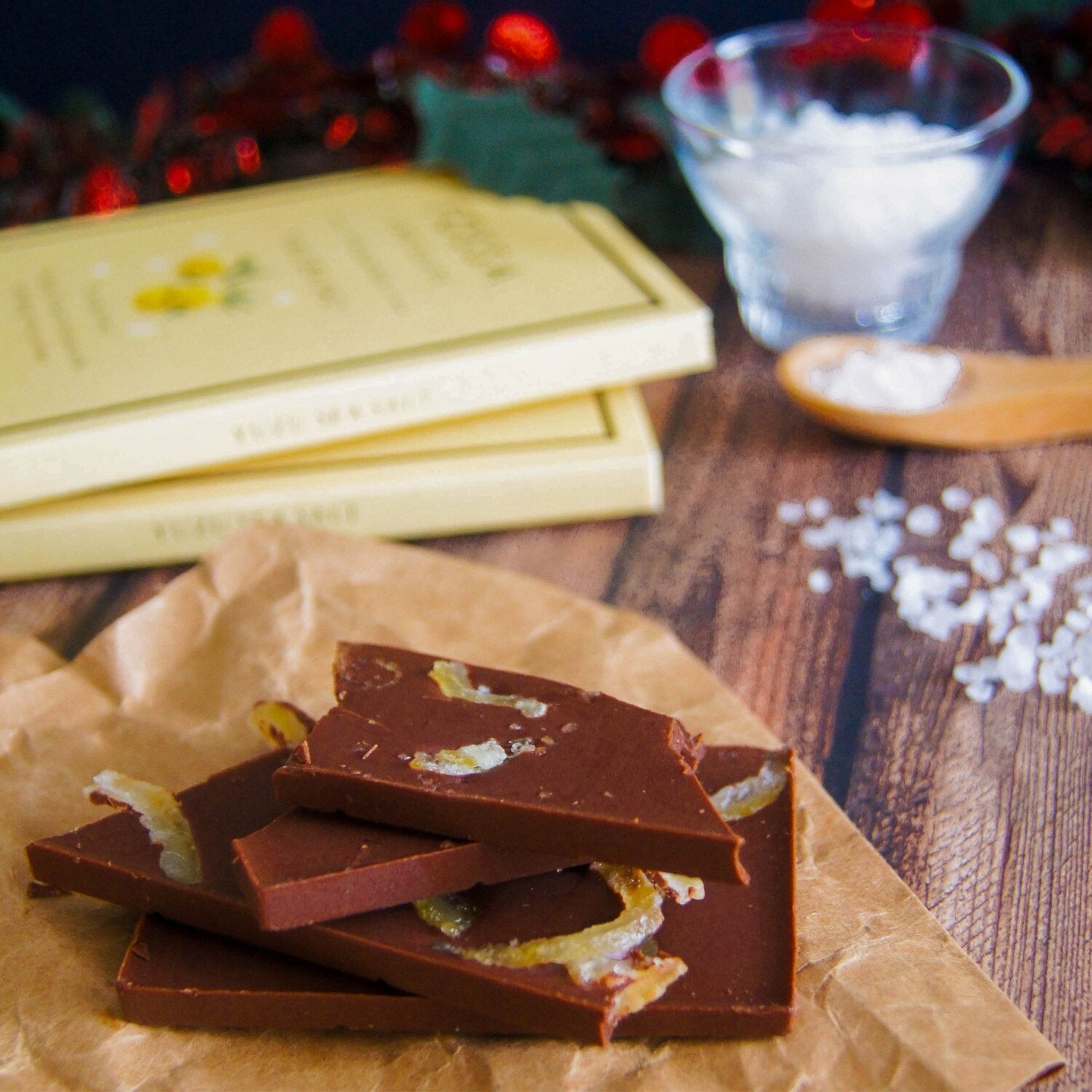 Premium Fossa Dark Milk Chocolate Bar with Yuzu & Sea Salt - 54% Cocoa for Gourmet Desserts, Gifts & Healthy Snacking