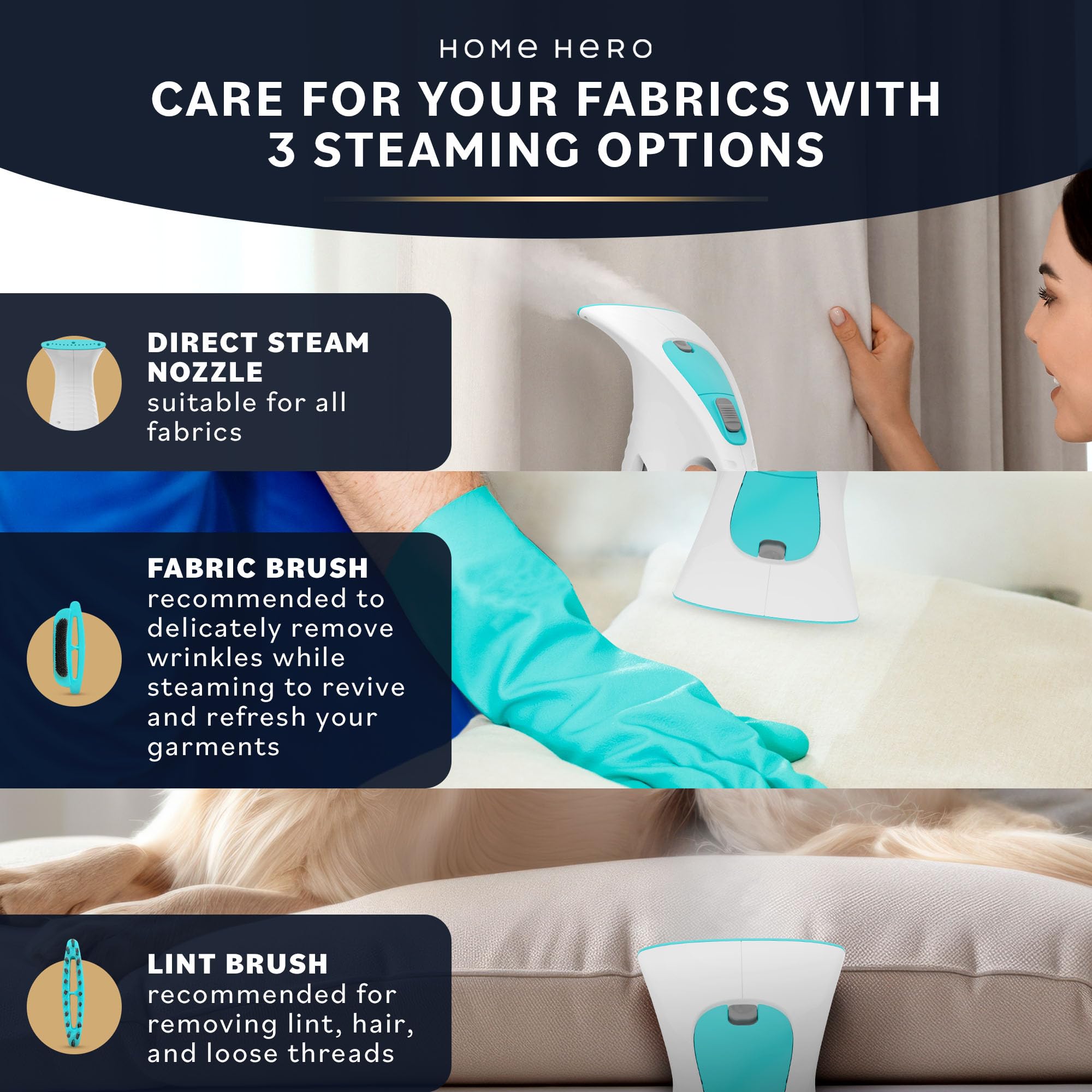 Portable Handheld Clothes Steamer - 3-in-1 Travel Garment Steamer with 180ml Tank, Wrinkle Remover & Fabric Refresher (Blue) | Perfect for Home, Office, Travel & Quick Outfit Prep