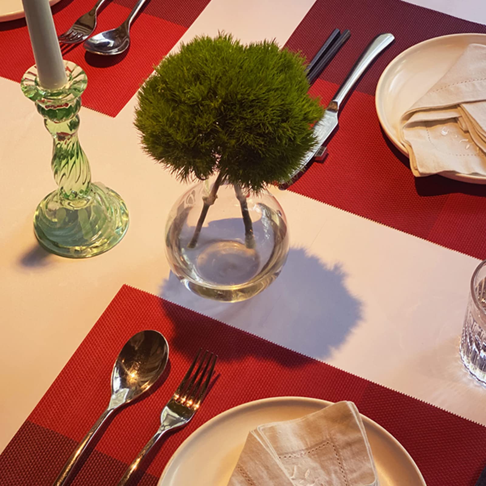6-Pack PVC Heat-Resistant Placemats Set | Double-Sided Washable Table Mats for Kitchen & Dining | Easy to Clean & Durable | Perfect for Home, Restaurant & Office Use (Dark Red)