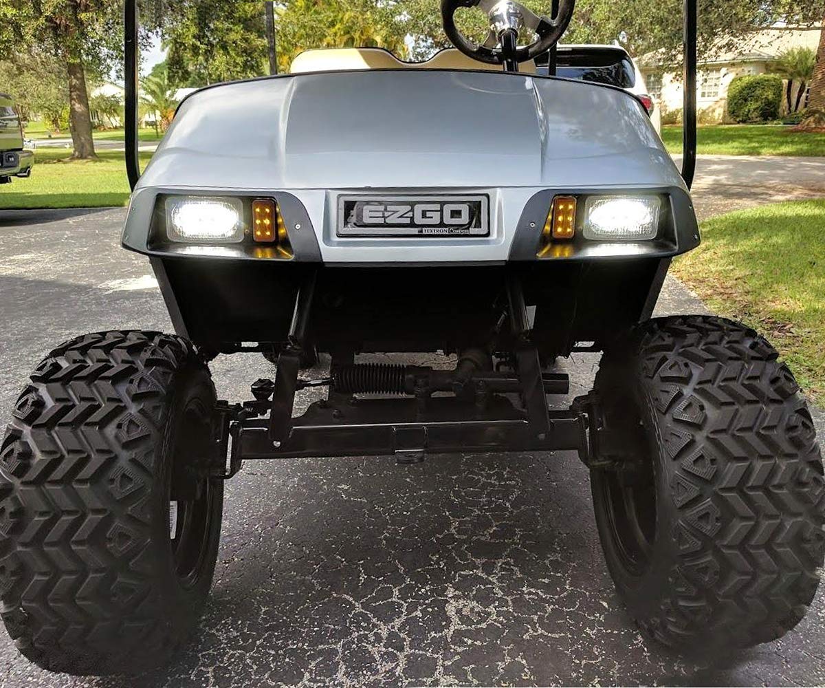 EZGO TXT Golf Cart Headlight & Tail Light Kit 10L0L for 1996-2013 Models - 12V Street Legal Lighting with Turn Signal Wiring Harness - Perfect for Night Driving & Neighborhood Cruising