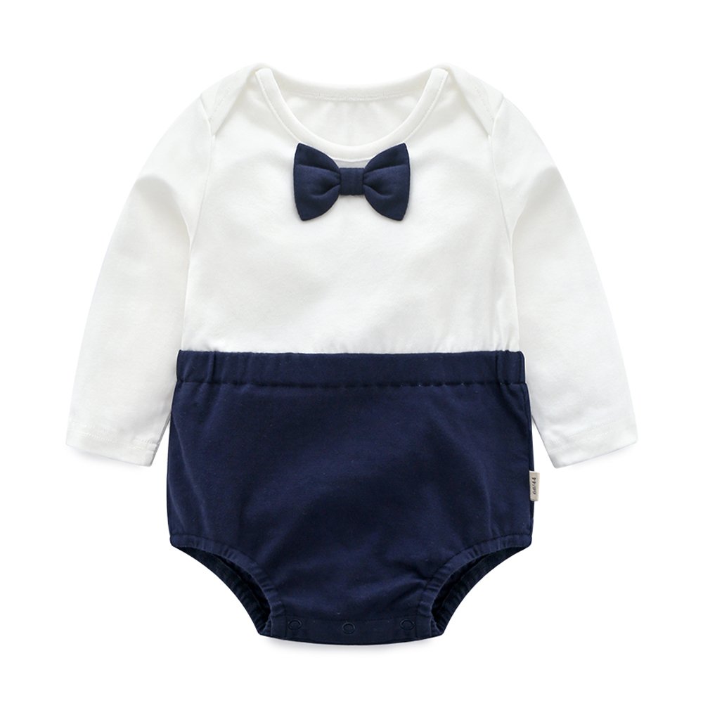 Baby Boy & Girl Summer Cotton Striped Bowtie Romper Outfit - Cute Newborn Infant Jumpsuit for Photoshoot, Birthday Party & Family Gathering