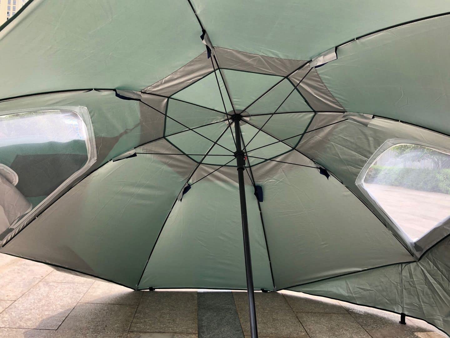 240cm Large Beach Umbrella with UPF50+ Sun Protection - Windproof & Waterproof Fishing Umbrella for Outdoor Activities - 8-Rib Sun Shade for Beach, Camping, Picnics & Sports Events (Green) - Perfect for Summer Vacations and Outdoor Adventures