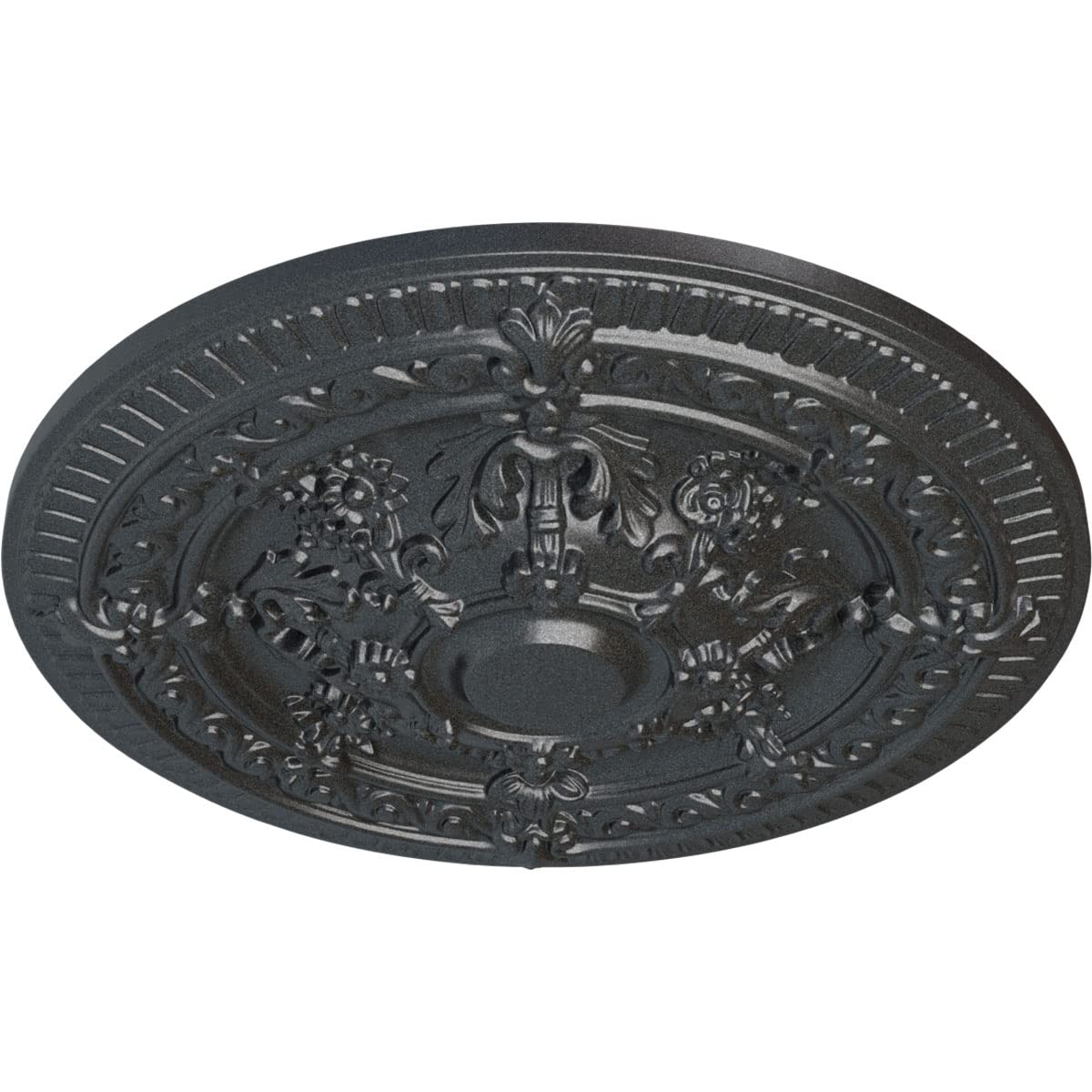 Ekena Millwork Hand-Painted Pewter Vincent Ceiling Medallion - Classic Home Decor for Dining Rooms, Living Rooms & Entryways