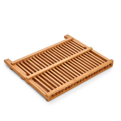 Stainless Steel Bamboo Dish Drain Rack - 2 Tier Kitchen Countertop Drying Rack for Plates, Cups & Utensils | Space Saving Dish Organizer for Small Kitchens | Perfect for Drying Dishes After Washing