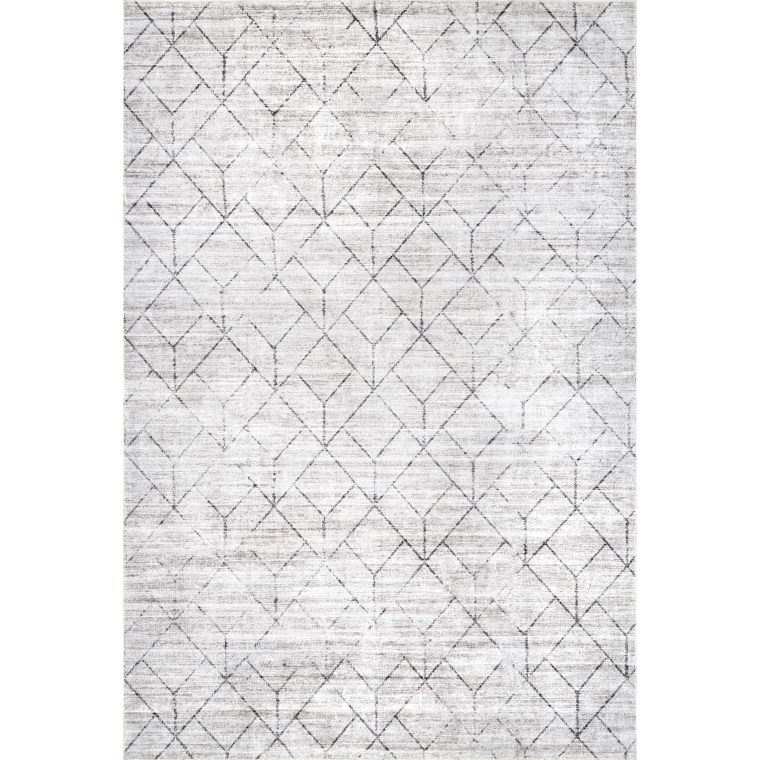 nuLOOM 8' x 10' Washable Area Rug - Stain Resistant, Non-Slip Backing, Low Profile for Living Room, Bedroom & Dining Room - Regan Light Grey | Perfect for High Traffic Areas & Pet-Friendly Homes