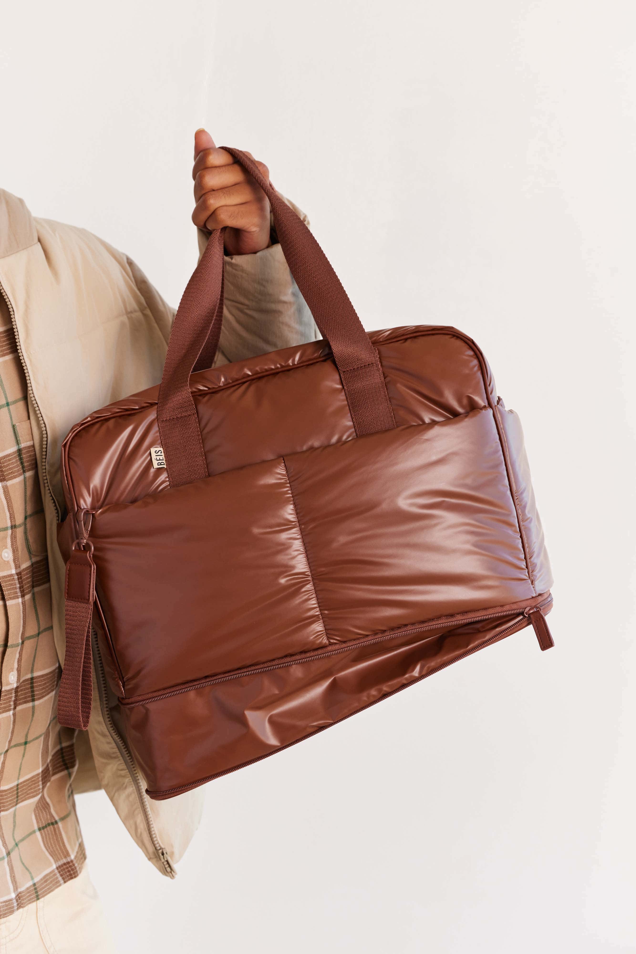 Expandable Duffle Bag in Maple Color - Perfect for Travel, Gym & Weekend Getaways | Water-Resistant & Spacious Carry-On Luggage