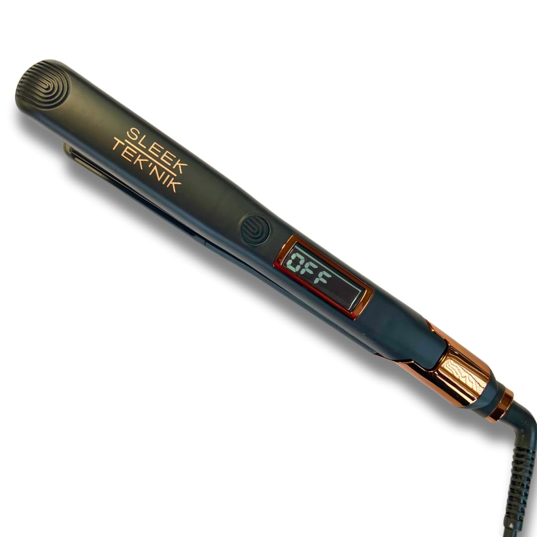 Sleek Tek'nik Ceramic Coated Tourmaline Flat Iron for 4C Hair - Straighten, Shine & Define Waves with Heat Protection - Perfect for Home Styling, Salon Use & Travel