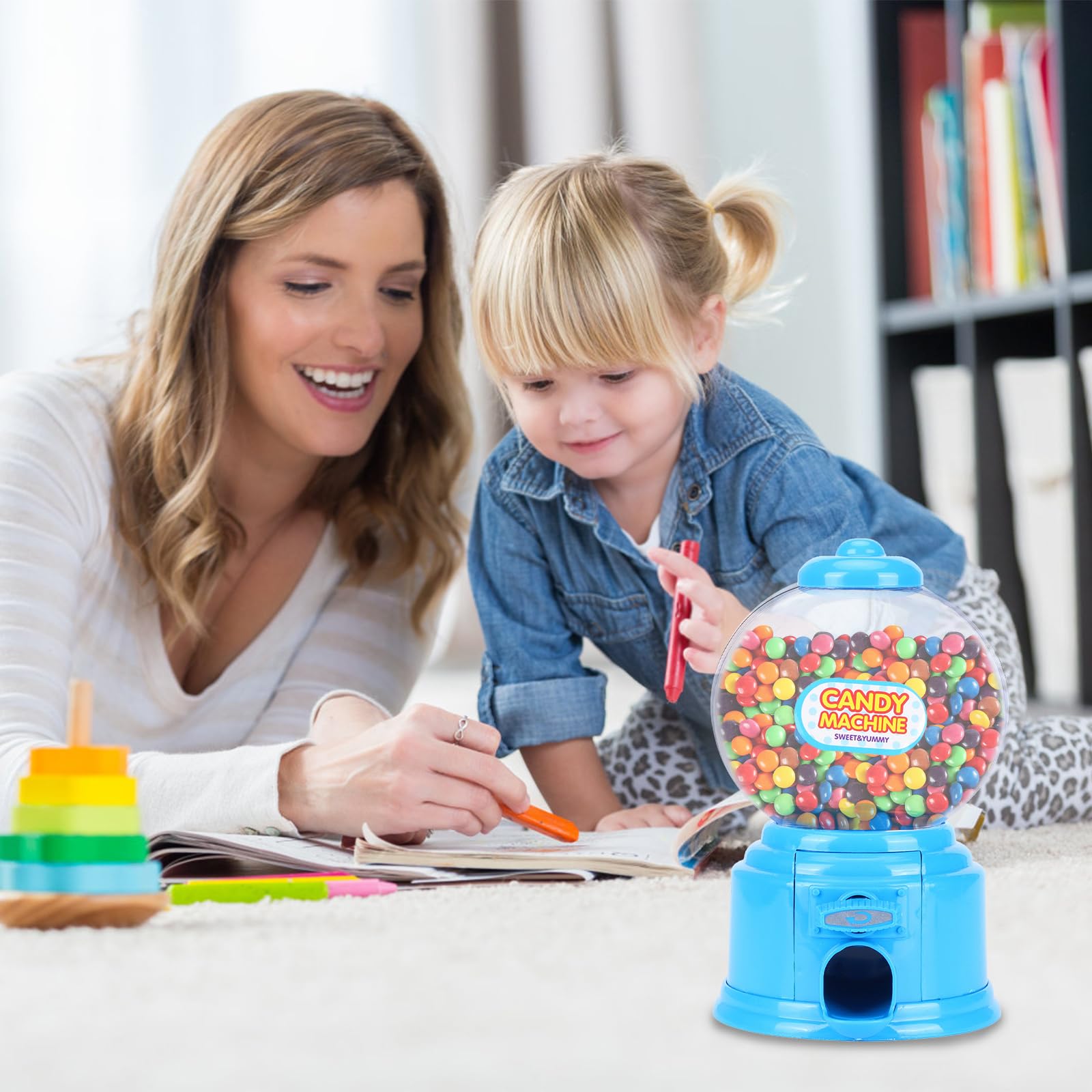 Mumisuto Mini Candy Vending Machine - Sweet Dispenser & Money Deposit Box for Kids | Fun Gumball Machine for Home, Parties & Classroom Rewards (Blue)