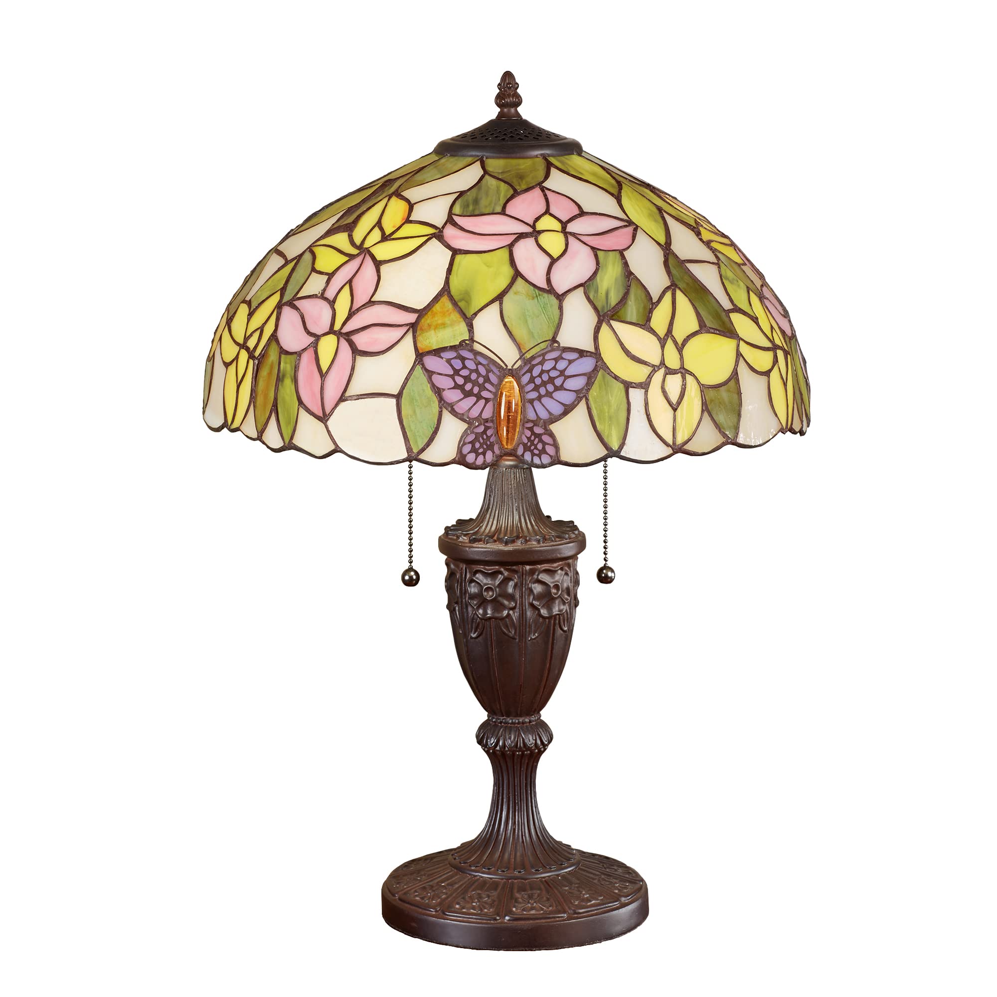 Touch of Class Valerie Stained Glass Tiffany Style Table Lamp - Art Nouveau Inspired Pastel Floral Design - Aesthetic Lighting for Bedroom, Living Room & Office Desk - Perfect for Home Decor, Romantic Ambiance & Vintage Interior Design