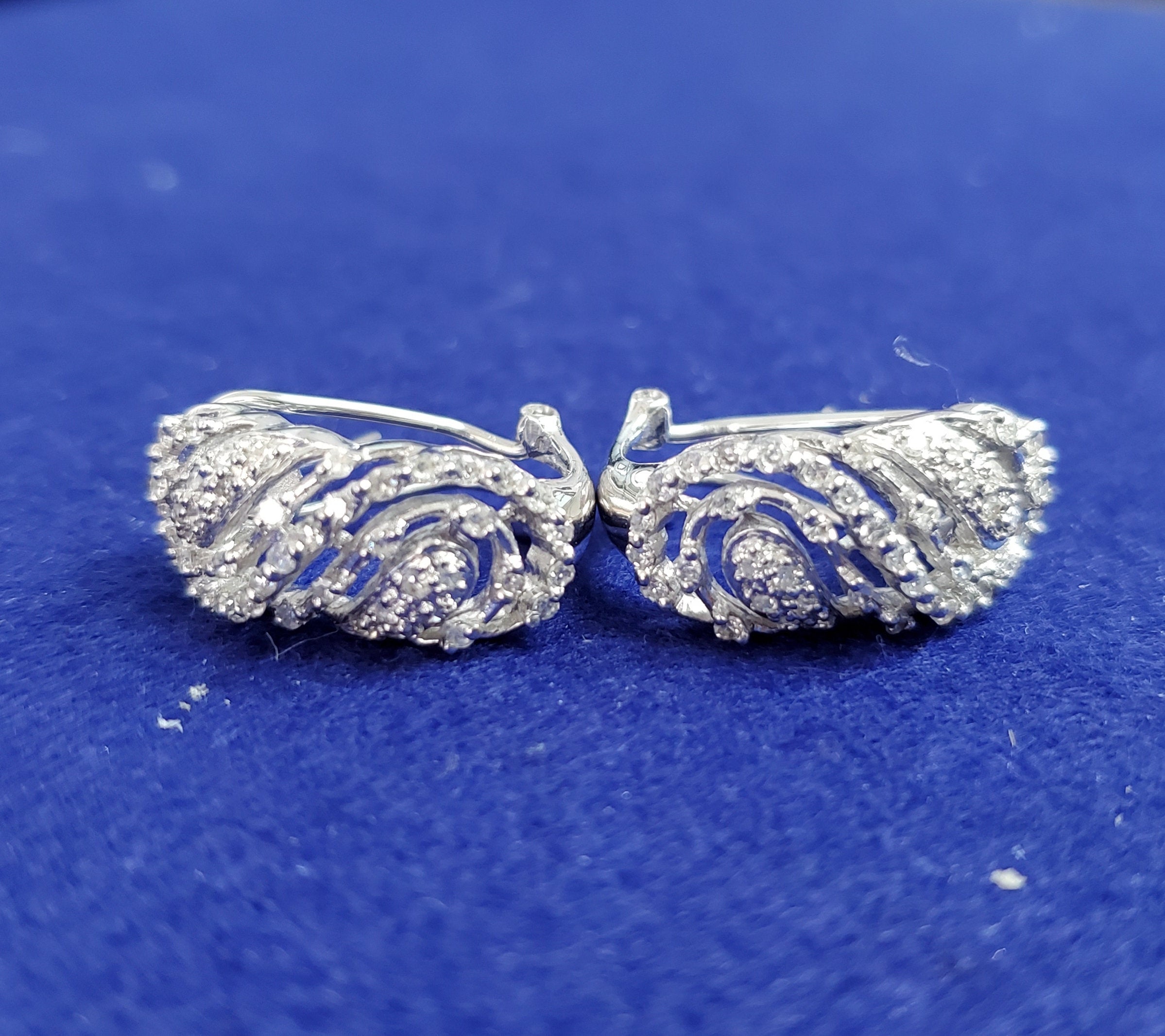 Vintage Art Deco Diamond Earrings .68cttw in 14K White Gold - Elegant Antique Jewelry for Weddings, Parties & Special Occasions
