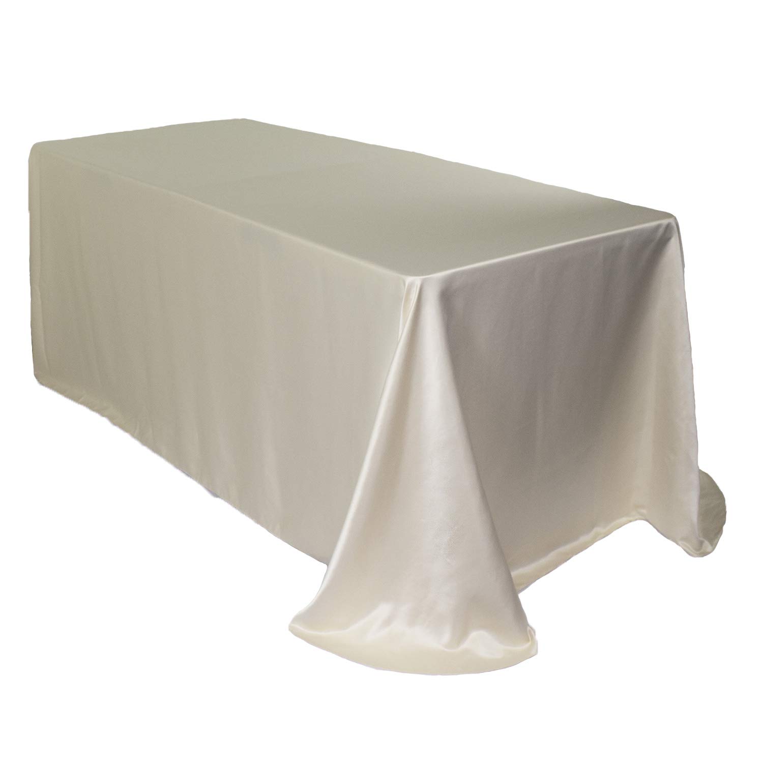 Premium 90x132 Inch Rectangular L'Amour Tablecloth - Ivory Wedding & Banquet Table Cover for 6ft Tables - Elegant Dining, Party & Event Decor
