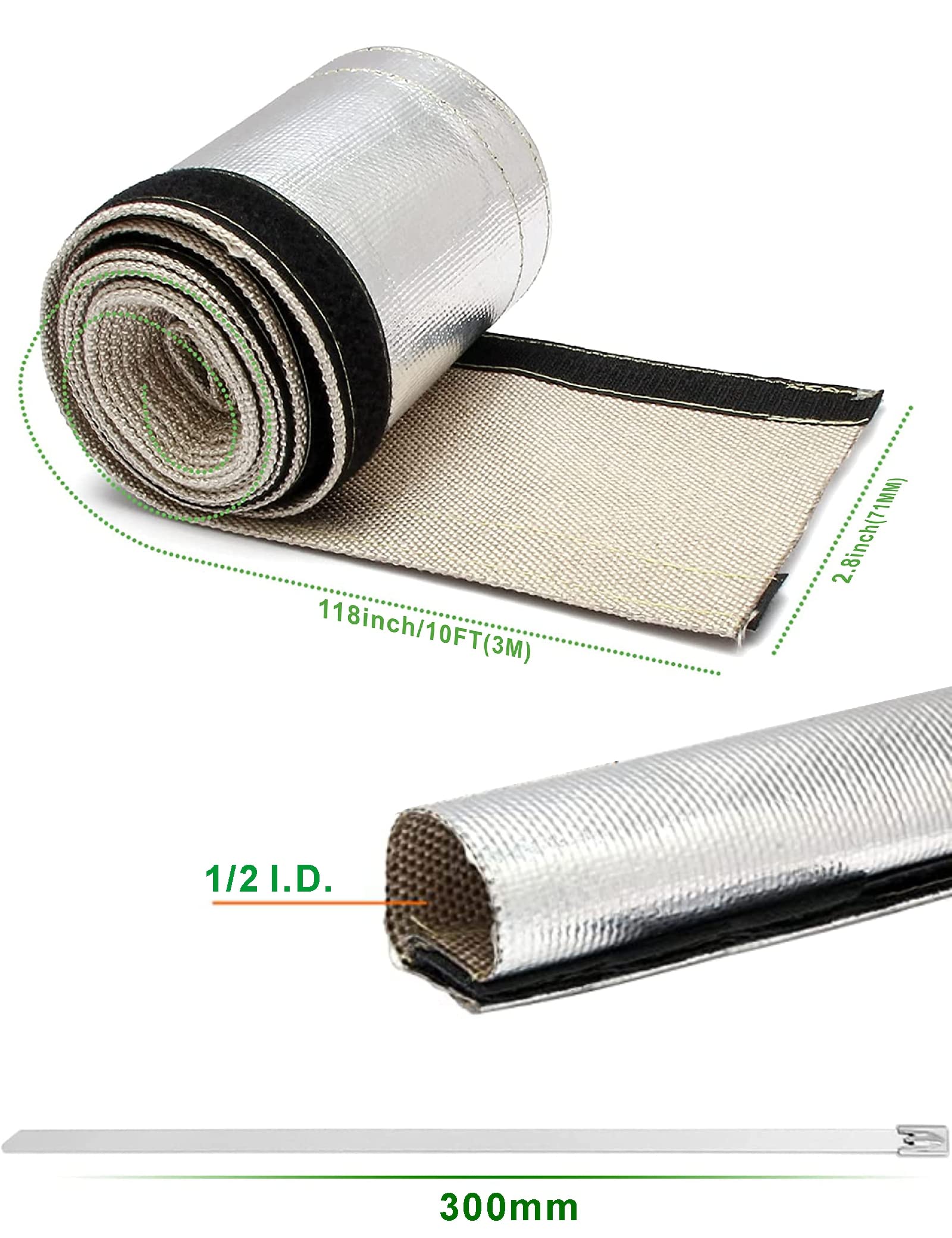 Aluminized Heat Shield Sleeve - 1/2
