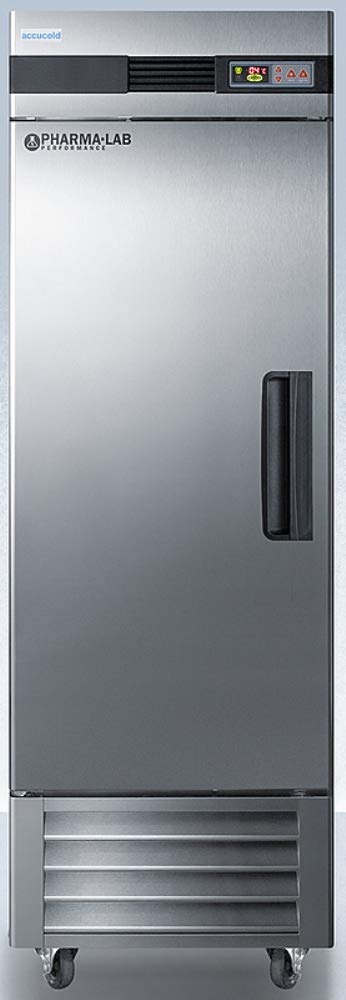 AccuCold ARS23MLLH 23 Cu.Ft. Stainless Steel Upright Pharmacy Refrigerator - Left Hand Door, Auto Defrost, Digital Thermostat & Lock | Perfect for Vaccines, Medications & Pharmaceutical Storage in Clinics, Labs & Pharmacies