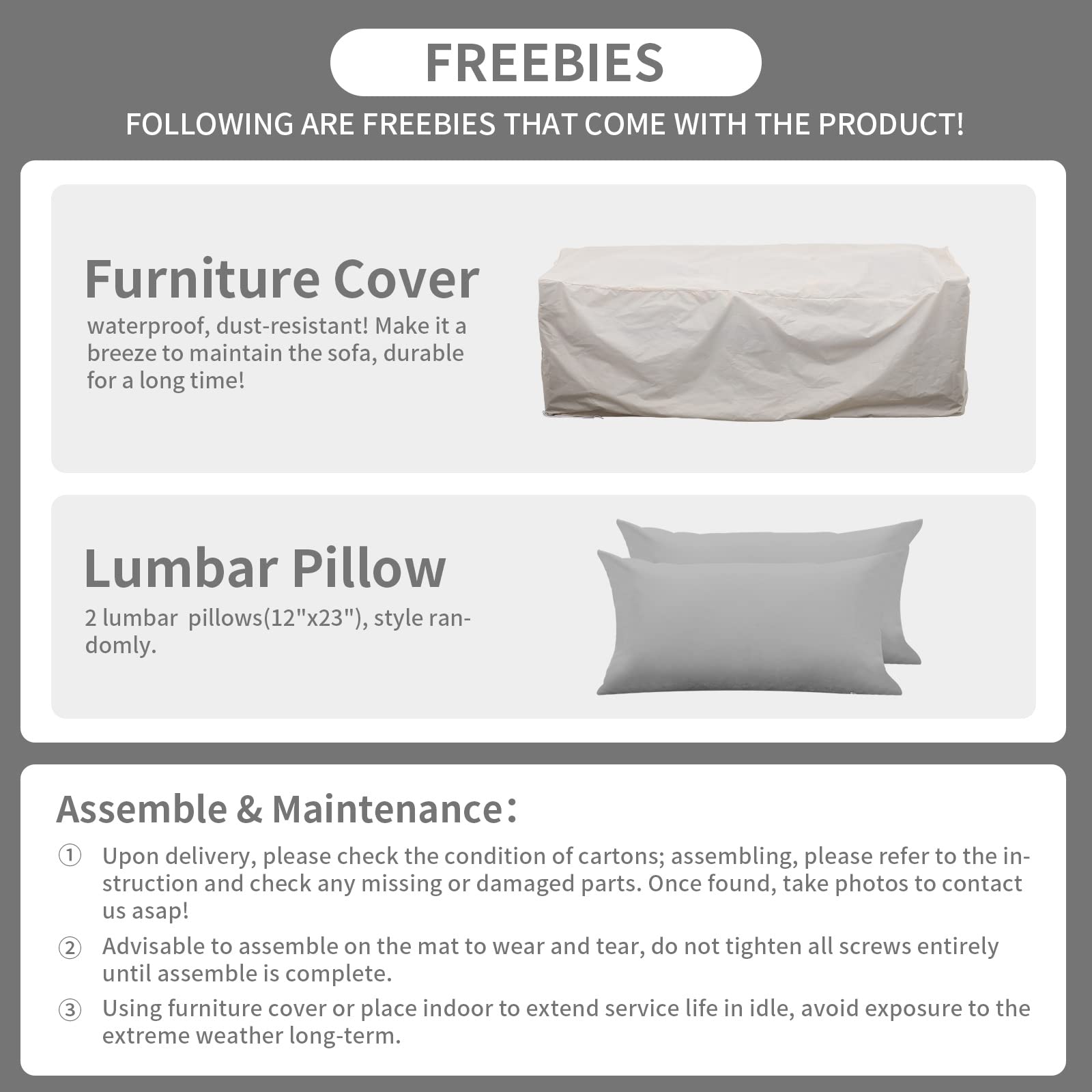 Premium 3-Seater Rattan Patio Sofa Set - Outdoor Deep Seat Couch with High Backrest, Waterproof Covers & Anti-Slip Light Grey Cushions - Perfect for Garden, Poolside, and Backyard Relaxation