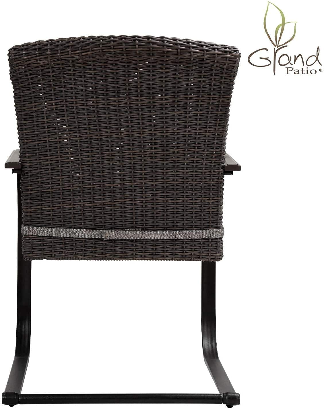 3-Piece Outdoor Bistro Set with Rocking Wicker Chairs & Coffee Table - Patio Furniture for Balcony, Porch, Garden - Includes Removable Cushions & Weather-Resistant Grey Wicker (Perfect for Relaxing, Entertaining & Small Outdoor Spaces)