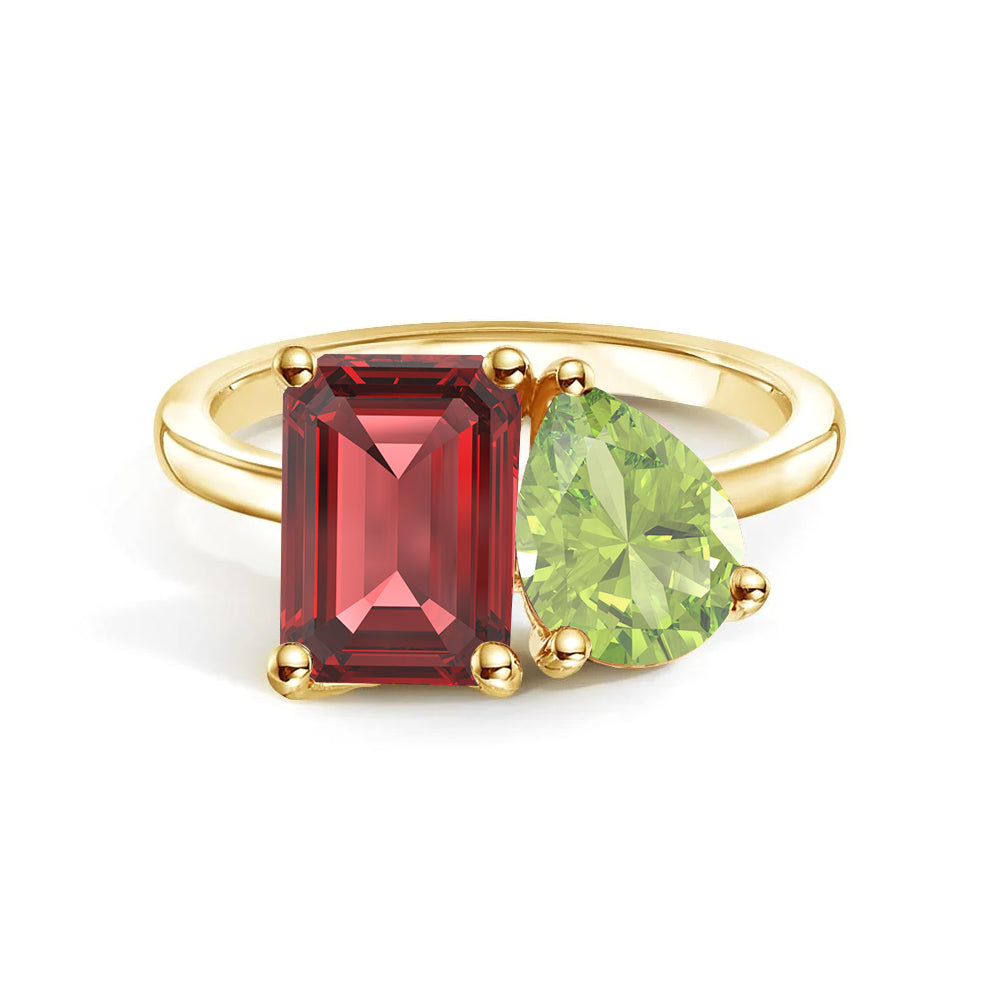 Personalized Ruby Birthstone Ring for Women - Custom Toi et Moi Anniversary Jewelry Gift for Her - Perfect for Engagements, Weddings & Romantic Occasions