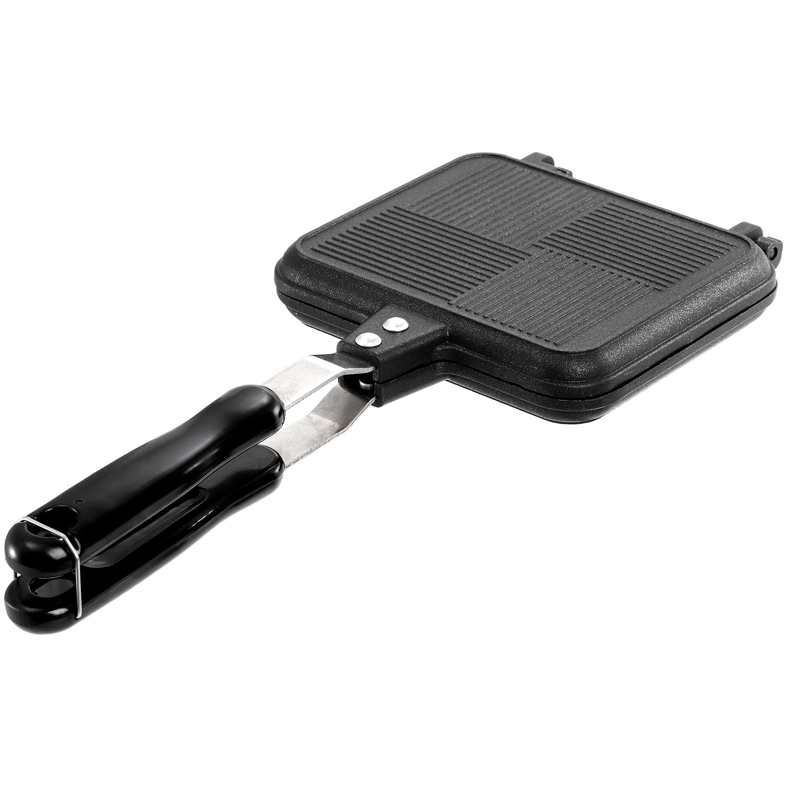 Elsjoy Non-Stick Stovetop Panini Press - Double Sided Sandwich Maker with Handle for Grilled Cheese, Breakfast & Hot Sandwiches - Perfect for Home Kitchen, Camping & Quick Meals