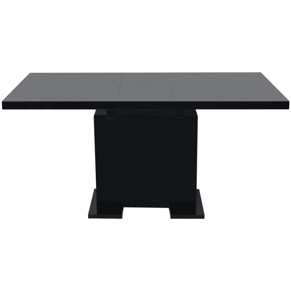 FAMIROSA Extendable Dining Table - Space Saving Kitchen & Living Room Table with Pedestal Base, Black | Perfect for Small Apartments, Family Gatherings & Dinner Parties