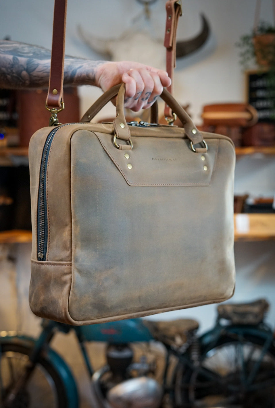 Premium Business Bag for Men & Women - Rebel Rust Nubuck Leather Laptop Briefcase - Perfect for Office, Work Commute & Business Travel