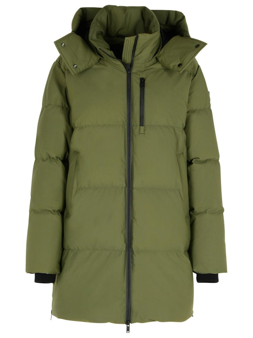 Chelia 3Q Green Nylon Blend Parka Jacket for Women - Waterproof Windbreaker with Hood for Outdoor Hiking & Winter Travel