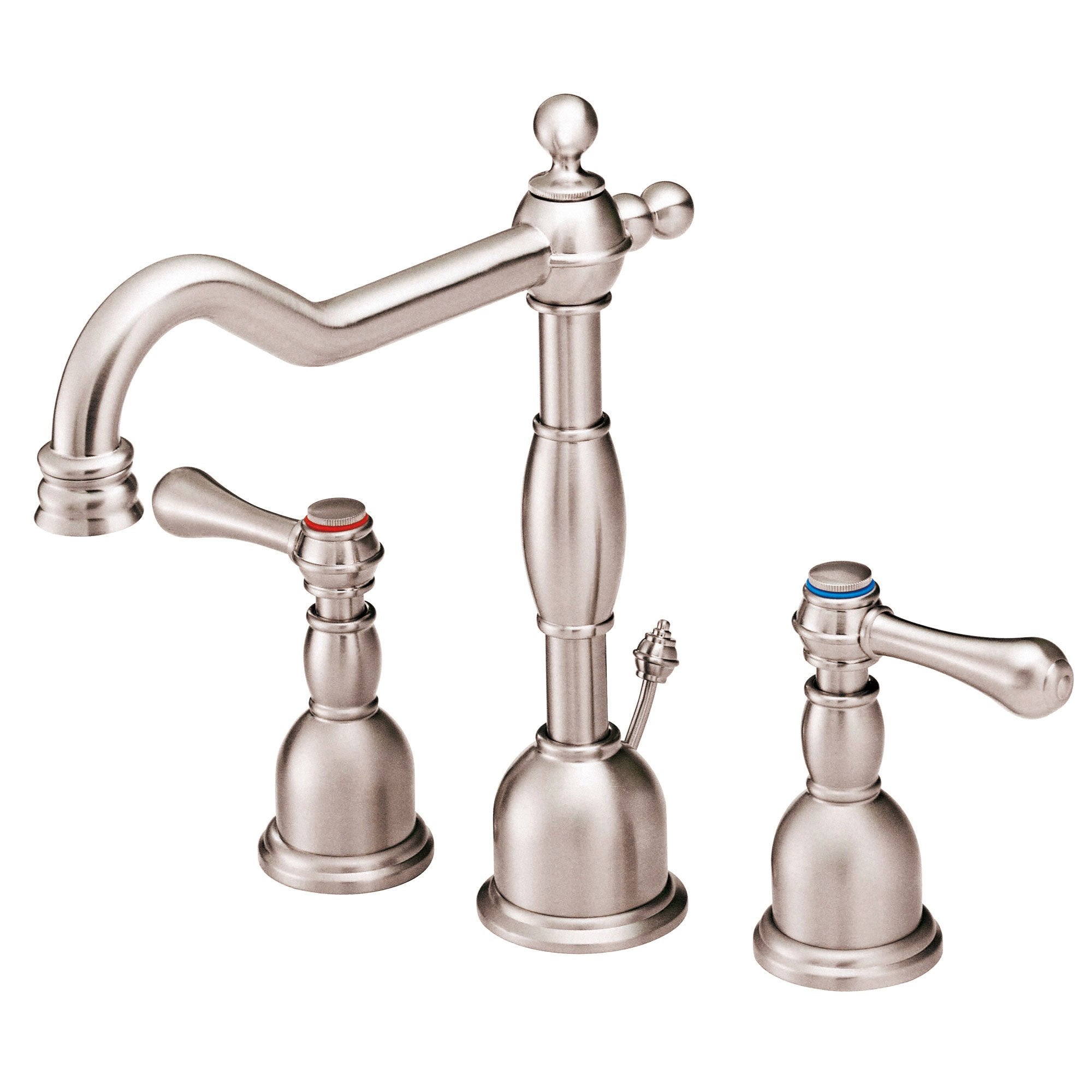 Danze Opulence Brushed Nickel Traditional Widespread Bathroom Sink Faucet - Elegant 3-Hole Bathroom Faucet for Vanity Sink, Perfect for Modern and Traditional Home Decor