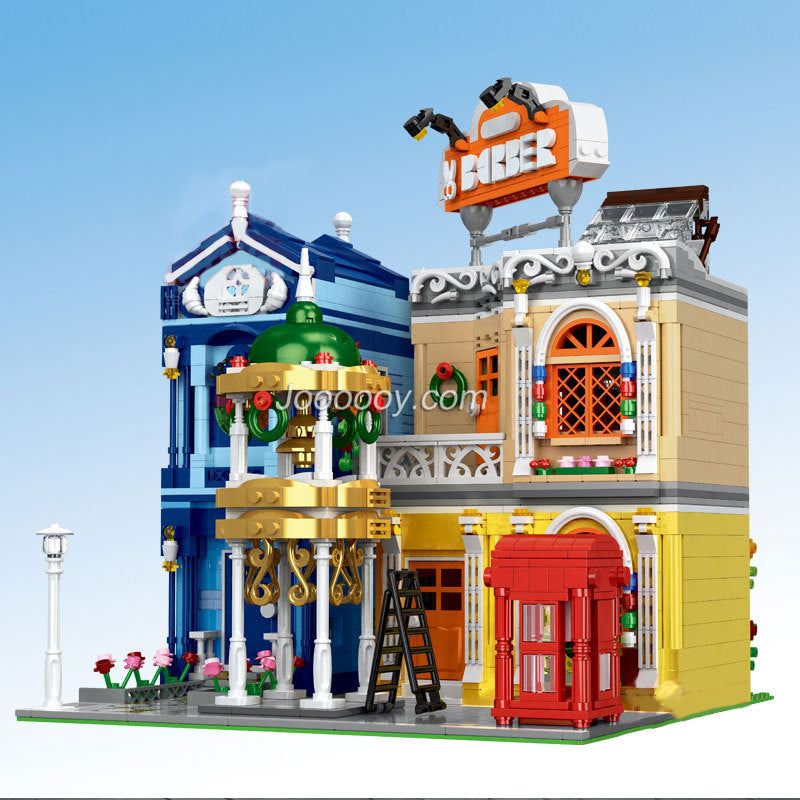 MouldKing 16031 Barber Shop Building Set - 2267pcs Modular Town Model with LED Lights for Adults & Kids | Perfect for Home Decoration, Gift & Collectible Display