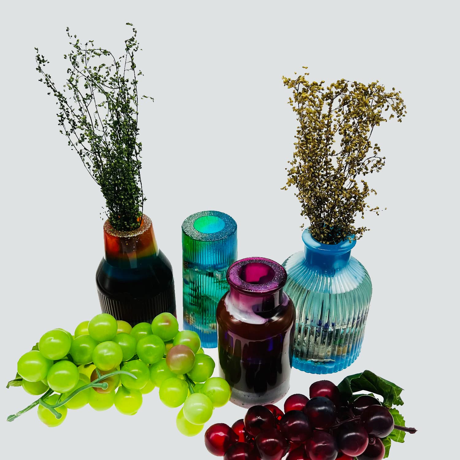Woohome 4-Piece Silicone Vase Molds for Epoxy Resin Casting - DIY Flower Containers, Makeup Brush Holders, Pen Organizers & Home Decor - Perfect for Crafting, Wedding Centerpieces & Office Desk Decorations