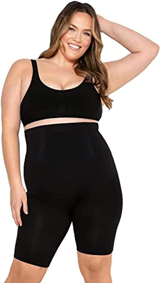 **Conturve High Waisted Shapewear Shorts for Women – Tummy Control Body Shaper, Anti-Chafing Underwear | Slimming & Smoothing | Perfect for Dresses, Workouts & Everyday Wear (Black, XL/2XL)**