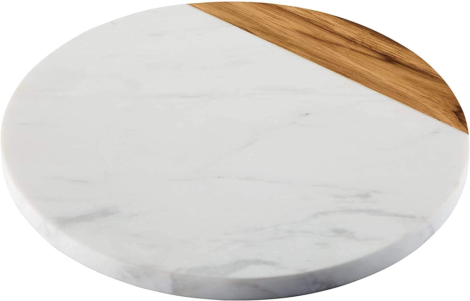Premium Acacia Wood Cheese Board with White Marble Inlay - 10 Inch Round Charcuterie Serving Tray for Cheese, Meats, Fruits & Crackers | Elegant Cutting Board & Appetizer Platter for Dinner Parties, Wine Tasting & Holiday Entertaining
