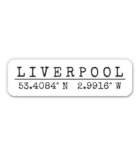 Liverpool UK City Coordinates Vinyl Sticker Decal - Travel Luggage, Phone, Laptop & Water Bottle Decoration (3 Inch Wide) - Perfect for Travel Enthusiasts, Souvenir Collectors & Personalizing Your Devices