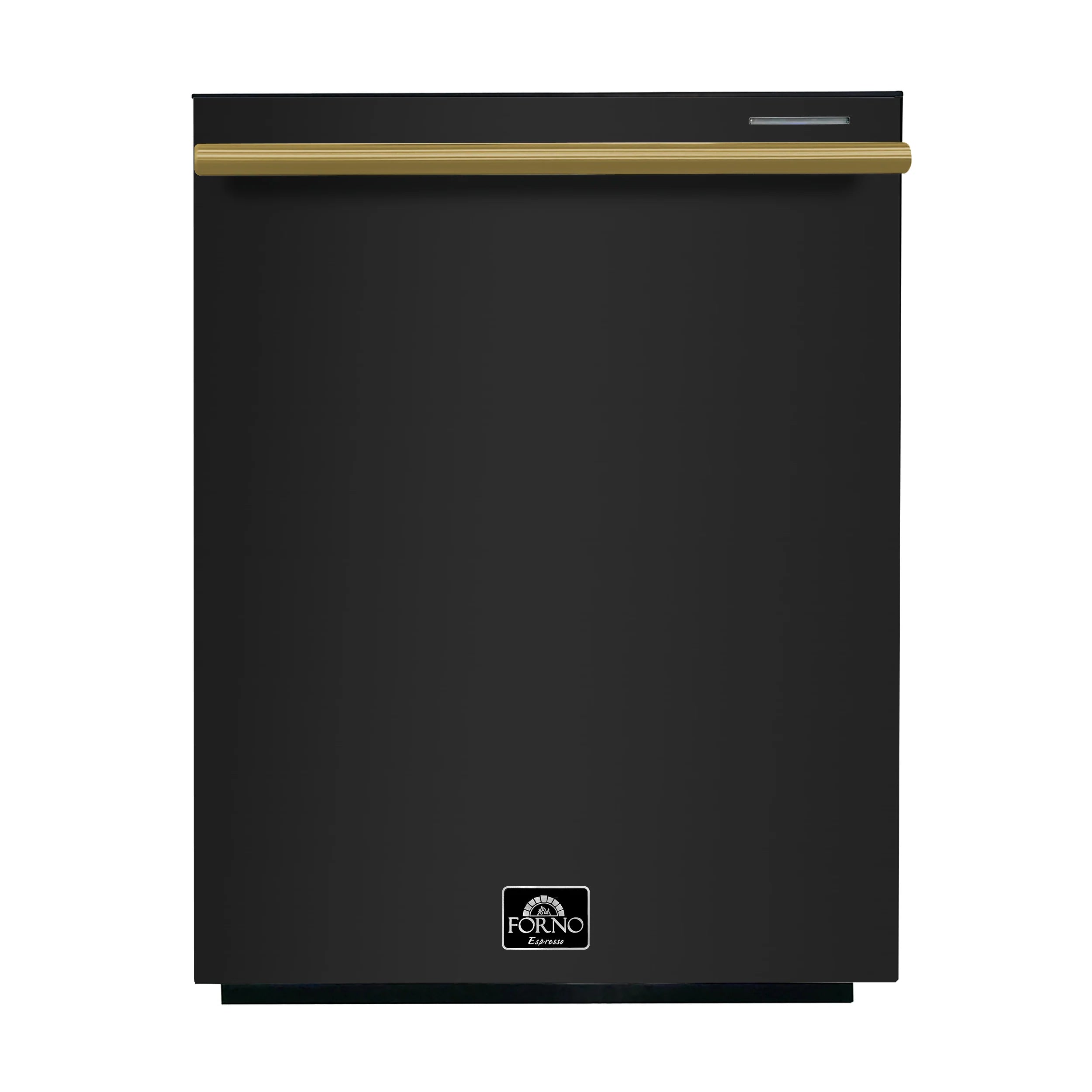 Forno Espresso 24 Inch Built-In Dishwasher in Black with Antique Brass Finish - Model FDWBI8067 24BLK | Perfect for Modern Kitchens, Small Spaces & Open-Concept Homes