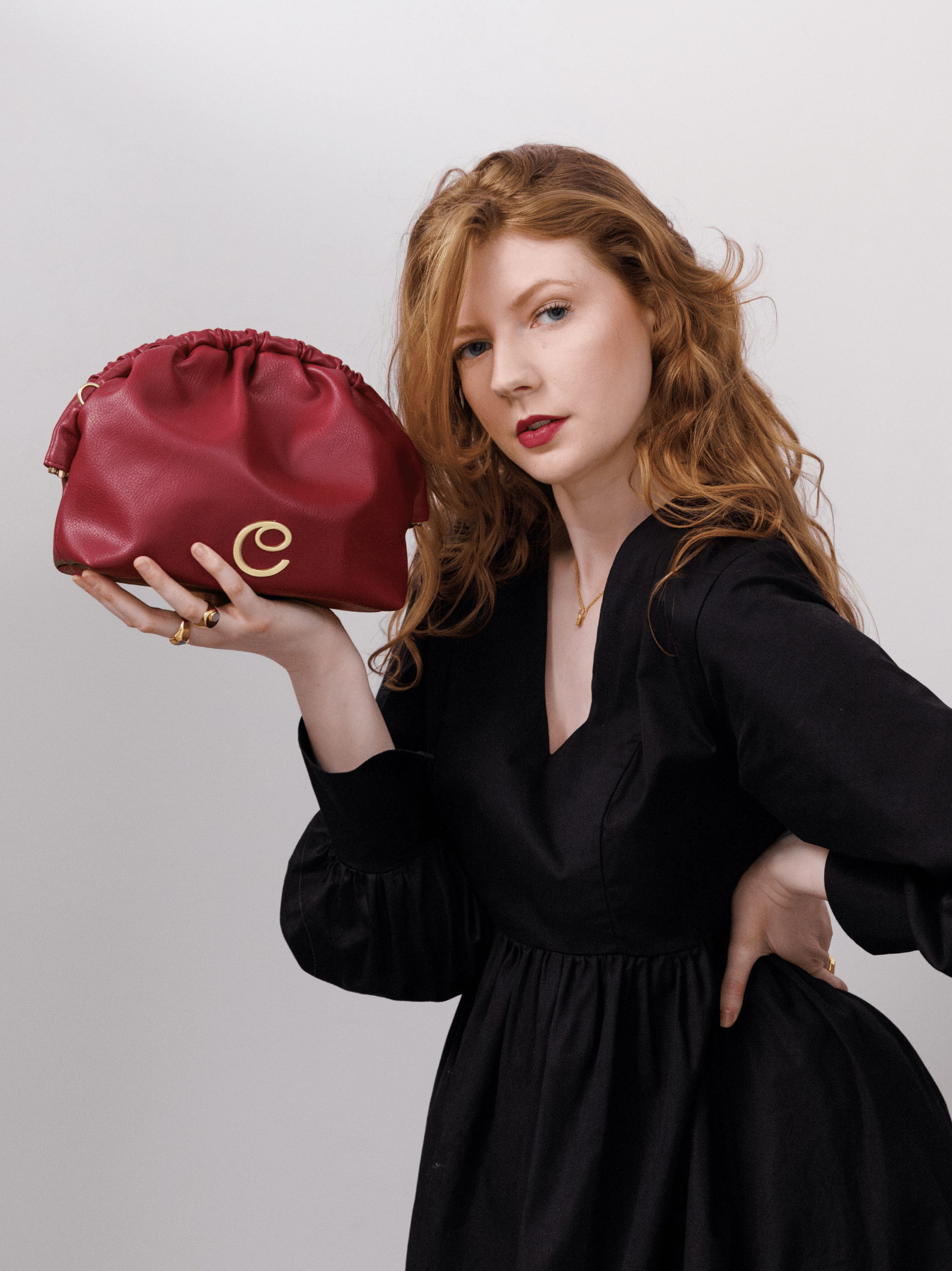 Norma Vegan Grape Leather Large Clutch Purse for Women - Burgundy Crossbody Bag - Eco-Friendly Faux Leather Handbag for Evening Parties, Weddings & Date Nights