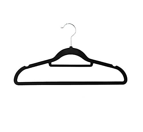 15pcs Non-Slip Velvet Hangers - Space Saving Suit Hangers with 360° Swivel Hook, Ultra Thin & Durable Clothes Hangers for Wardrobe Organization (Black) - Perfect for Closets, Travel & Delicate Garments
