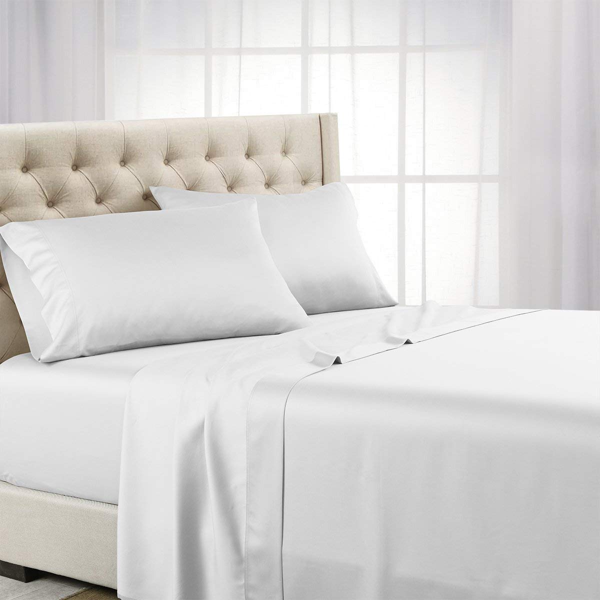 Premium Cooling Queen Sheet Set - 600 Thread Count Tencel Lyocell Eucalyptus Bedding - Breathable & Temperature Regulating for Hot Sleepers - Perfect for Summer Nights & Warm Climates