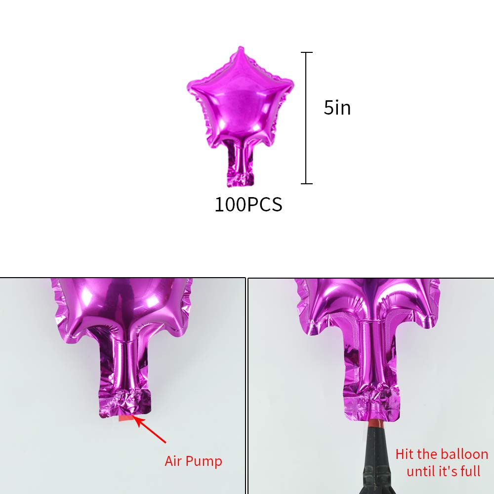 100 Pcs 5 Inch Rose Red Star Shaped Foil Balloons - Mylar Party Balloons for Baby Shower, Gender Reveal, Wedding, Birthday & Engagement Decorations - Perfect for Indoor & Outdoor Party Decor (Rose Red)