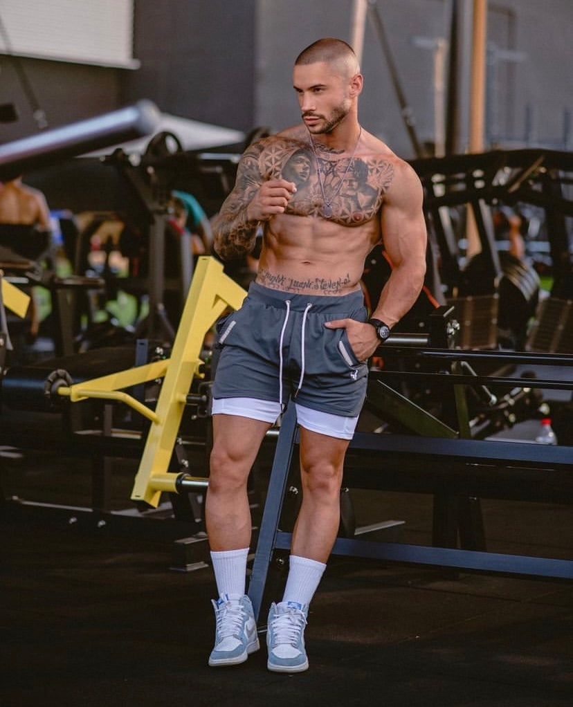 Cerus Grey Proctor 2-in-1 Running Shorts with Liner - Men's Athletic Workout Gym Shorts for Running, Training & Outdoor Activities
