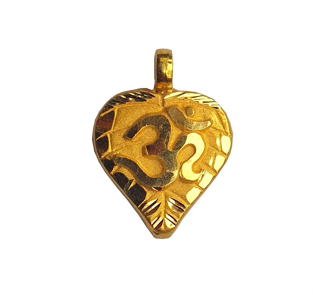 22K & 18K Solid Gold Heart Pendant Necklace for Women, Men & Kids - Certified Fine Jewelry for Gifts, Weddings & Everyday Wear - Elegant Om Design Gold Pendant for All Occasions