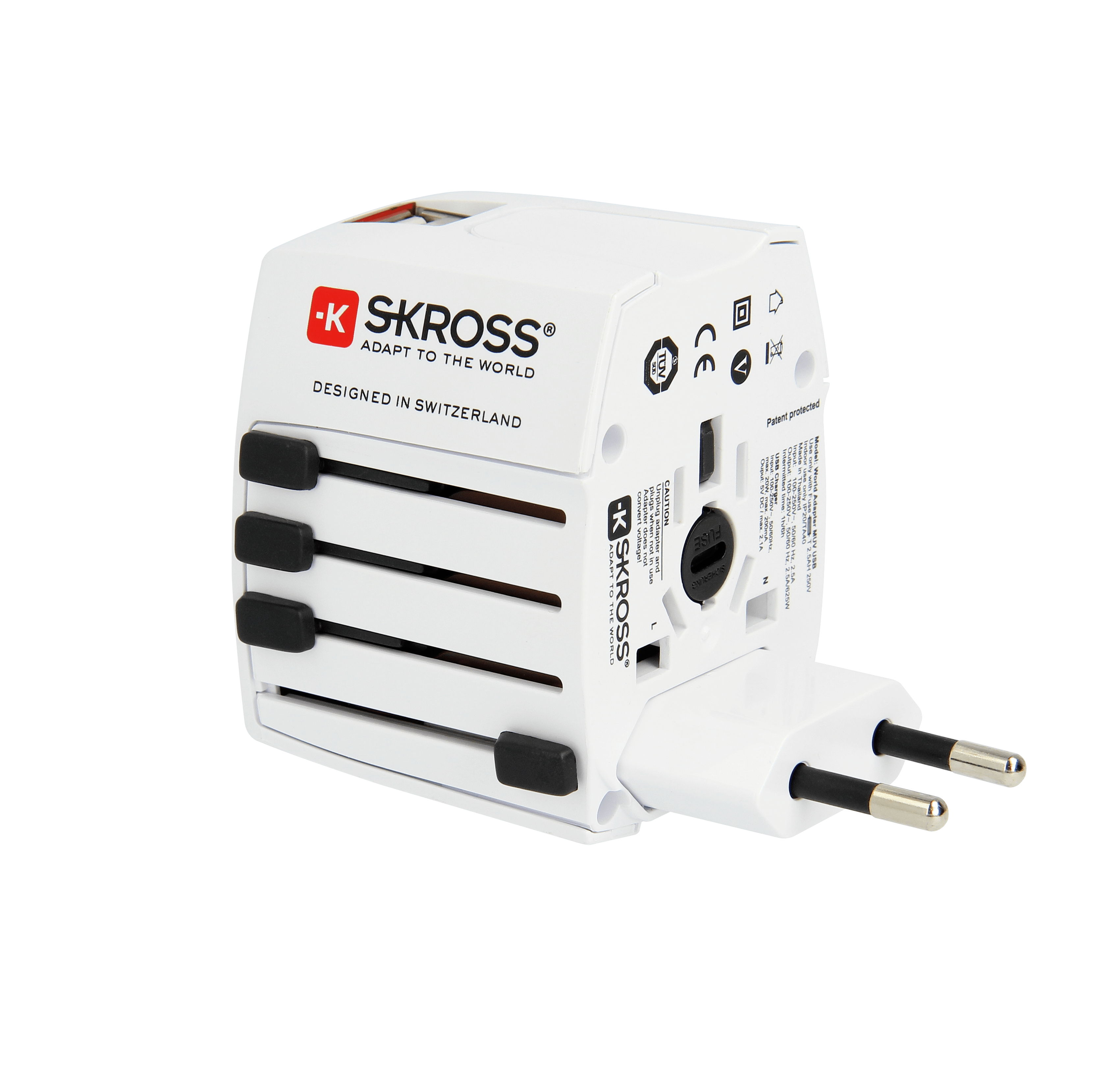 Skross MUV USB Travel Adapter - Universal USB Charger for iPhone, Android, Laptop - Perfect for International Travel, Business Trips & Hotels