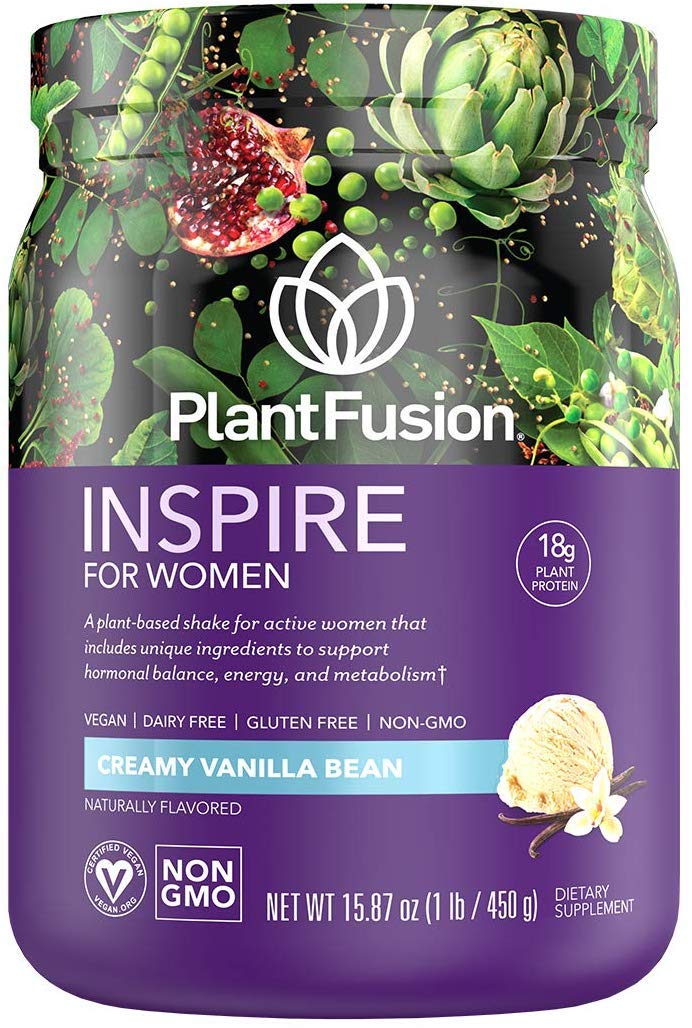PlantFusion Inspire Plant Protein Powder for Women - Low Carb Vegan Protein Powder for Lean Muscle & Weight Management - Keto Friendly, Gluten Free, Soy Free, Dairy Free, Sugar Free, Non-GMO - Creamy Vanilla Bean Flavor (1 lb) | Perfect for Post-Workout Recovery, Smoothies & Healthy Meal Replacement