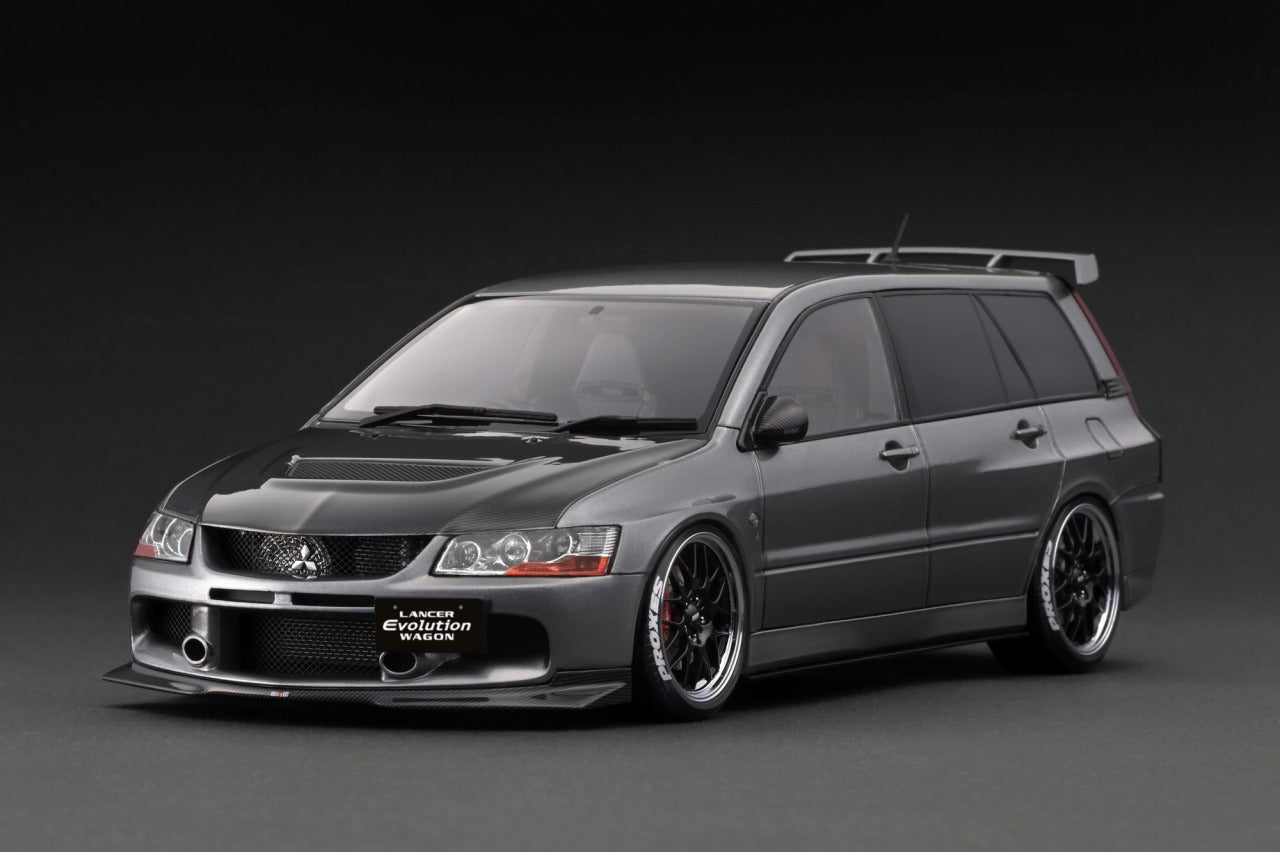 1:18 Scale Mitsubishi Lancer Evolution Wagon CT9W Diecast Model Car - Gun Metallic Finish - Collectible Japanese Tuner Vehicle for Display & Racing Enthusiasts - Perfect for Home Office Decor, Car Collections & Gift Giving