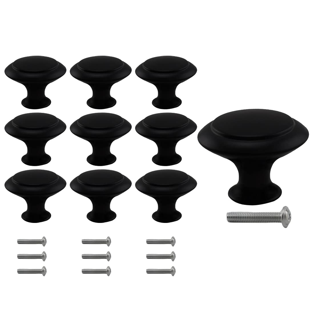 Elegant Mushroom Cabinet Knobs 10pcs - Matt Black for Drawers & Dressers
