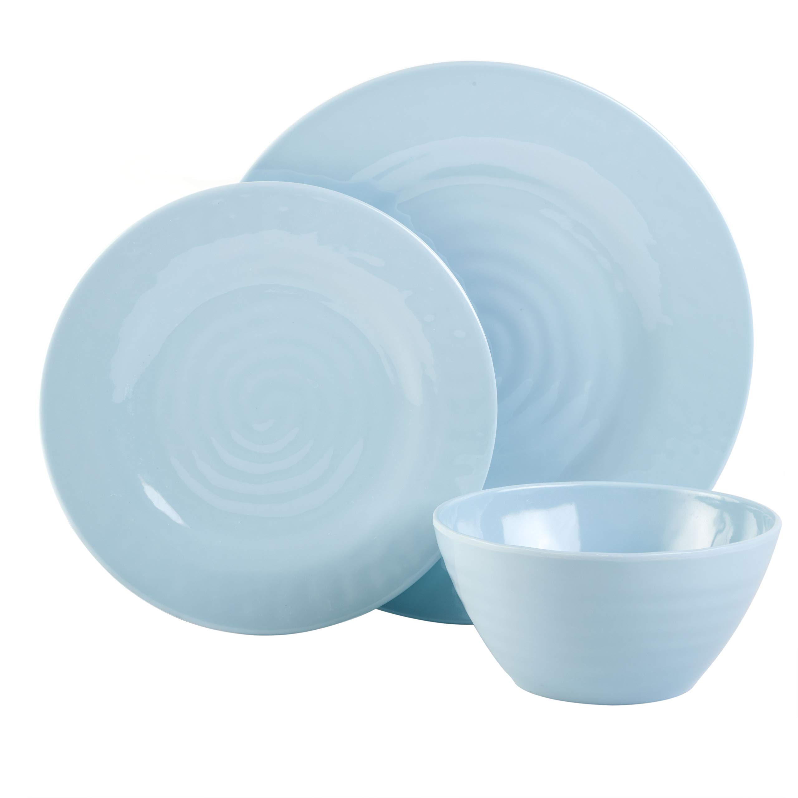 Gibson Home Brist Melamine Plastic Dinnerware Set for 4 - 12-Piece Pastel Dinner Plates, Bowls, Cups - Shatterproof & Lightweight for Outdoor Picnics, Camping, and Everyday Use