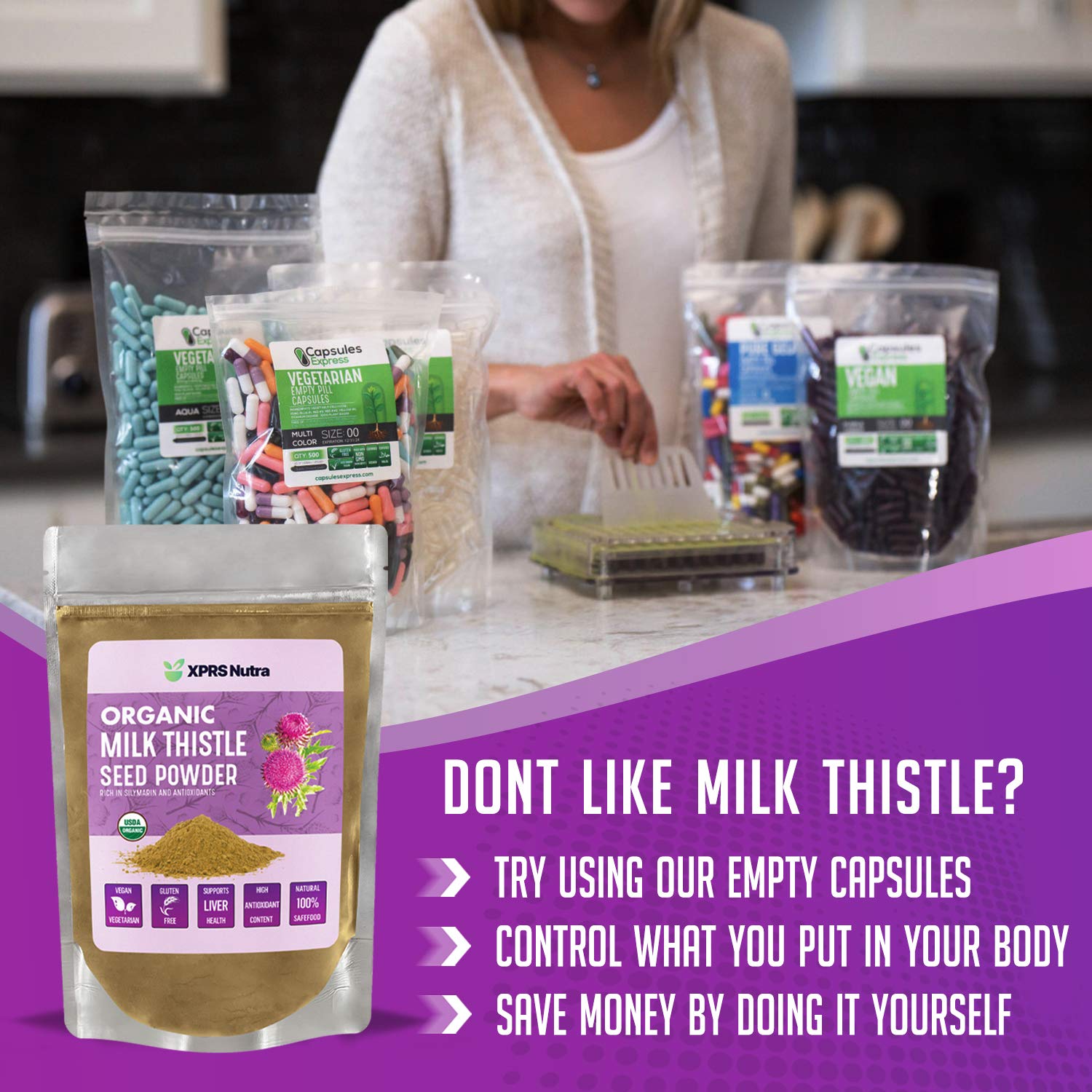 Organic Milk Thistle Seed Powder - Premium Silymarin & Antioxidant Rich Supplement for Liver Health - Vegan, Non-GMO, 16oz - Supports Detox & Digestive Wellness for Daily Wellness Routine