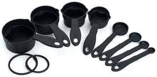 ADBERG 8-Piece Measuring Cups and Spoons Set - Plastic PP Kitchen Measuring Tools for Baking, Cooking - Perfect for Flour, Sugar, Salt - Ideal for Home Bakers & Professional Chefs (Great for Cake Decorating, Meal Prep & Recipe Measurement)
