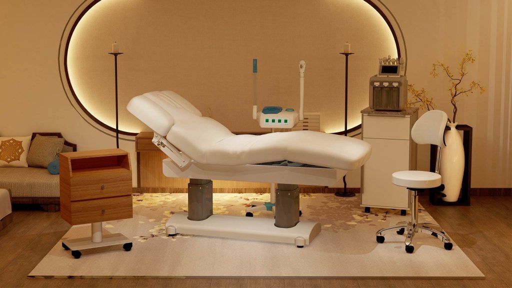 Silverfox Professional Electric Massage Bed Spa Table 2249 - Adjustable Height Reclining Massage Table for Physical Therapy, Chiropractic & Home Use - White Luxury Spa Bed for Relaxation & Pain Relief