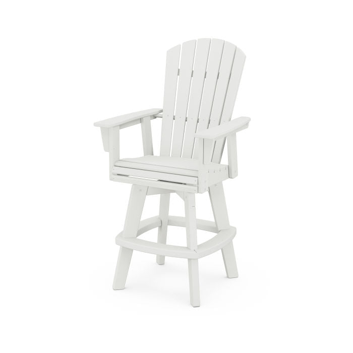 POLYWOOD Nautical Curveback Adirondack Swivel Bar Chair - Outdoor Patio Furniture, Weather-Resistant Poly Lumber, 360° Rotation - Perfect for Poolside, Deck, Garden & Backyard Relaxation